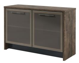Торстон Т-12-05 Тумба с 2 стеклянными дверьми 1494*520*970 Дуб Бунратти/Антрацит 