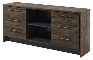 Торстон Т-13-03 Тумба с нишей и 6 ящиками 2200*520*970 Дуб Бунратти/Антрацит 