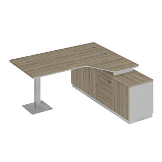 City СИ 114 ДС БП ДС Стол руководителя эргономичный на опорной тумбе правый (180x180x75) 20*