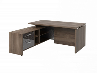 Festus FI/FB-117L.GG Стол руководителя 1700*1800*750 Орех Пацифик Табак/Камень Пьетра Гриджиа черный