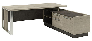 Vestar Z-420 пр Стол руководителя с опорной тумбой 2000*2030*750 Дуб Галифакс/Бетон Чикаго 