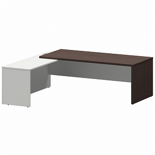 Кортез КZР-22 L/R Стол руководителя с приставкой лев/пр 2200х2000х750 Дуб венге/Белый