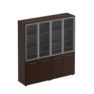 Reventon МЕ 360 Шкаф комбинированный высокий (стекло + стекло) (184x46x196) 25* Венге тёмный