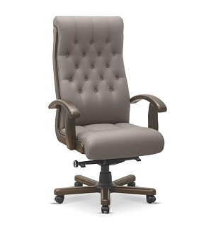 Кресло руководителя Status plus экокожа премиум черная CN1114/дерево - дуб мелвилл