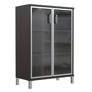 Born B 420.7 Шкаф средний со стеклянными дверьми в AL рамке  900х450х1286 Венге Магия