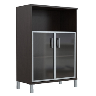 Born B 420.4 Шкаф средний с малыми стеклянными дверьми в AL рамке 900х450х1286 Венге Магия