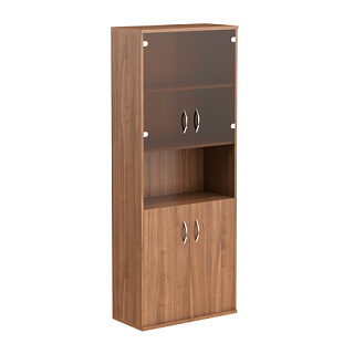Imago СТ-1.4 Шкаф комбинированный малыми стекл. и глухими дверьми 770х365х1975 Орех французский