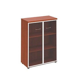 Патриот ПТ 769 Шкаф средний двери прозрачное стекло в рамке (90x46x120) Миланский орех