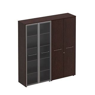 Reventon МЕ 357 Шкаф комбинированный высокий (стекло + одежда) (184x46x196) 20* Венге тёмный
