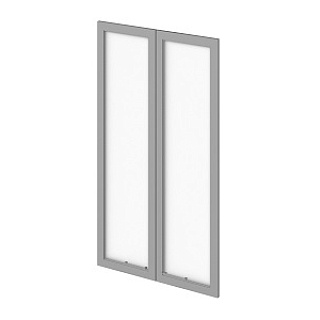 Pablic comfort Р-023 Двери средние стеклянные в профиле МДФ Комплект 2 шт 760х18х1354