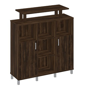 Борн В 801-523 Стеллаж средний с надстройкой и деревянными дверками (142.6x45x153) Дуб ристретто