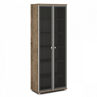 Vasanta V-611 Шкаф со стеклом в алюминиевом профиле 820*440*2195 Дуб Самдал