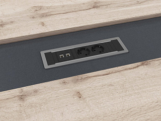 Торстон Т-113 Центральная вставка стола переговора с блоком розеток 1600*200*22 Антрацит