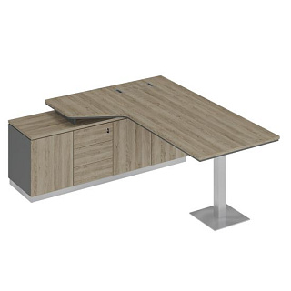 City СИ 115 ДС АР ДС Стол руководителя эргономичный на опорной тумбе левый (200x180x75) 20*