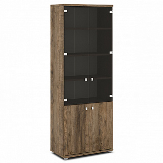 Vasanta V-634 Шкаф широкий с прозрачным стеклом 820*440*2195 Дуб Самдал