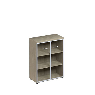 Патриот ПТ 769 Шкаф средний двери прозрачное стекло в рамке (90x46x120) Дуб скандинавский