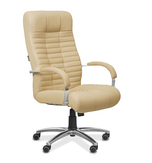 Кресло руководителя Атлант MK G натуральная кожа с компаньоном бежевая NL53