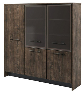 Торстон Т-33-05 Шкаф трехсекционный с гардеробом и полками 2200*520*2120 Дуб Бунратти/Антрацит 