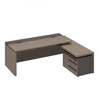 U.rus РС 132 ДЧ/ЛС Стол руководителя с кабель-каналами с брифинг-приставкой боковой правый (222x180x