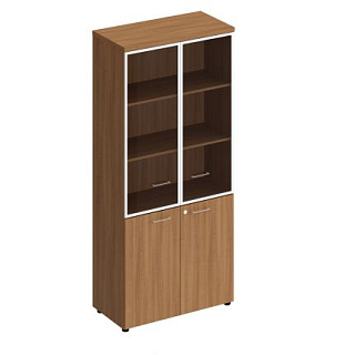 Патриот 0783 Шкаф для документов со стекл. прозрачными дверями в рамке 90*46*197 Вишня скандинавская