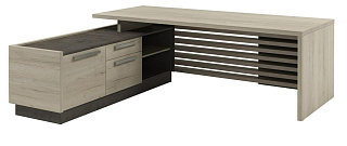 Vestar Z-222 л Стол руководителя с опорной тумбой 2200x900/2030x750 Дуб Галифакс/Бетон Чикаго