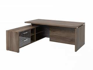 Festus FI/FB-119L.GG Стол руководителя 1900*1800*750 Орех Пацифик Табак/Камень Пьетра Гриджиа черный