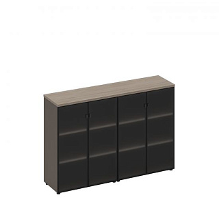 U.rus РС 307 ДЧ/ЛС Шкаф для документов со стеклянными дверями (стенка из 2 шкафов) (181x46x121) Дуб 