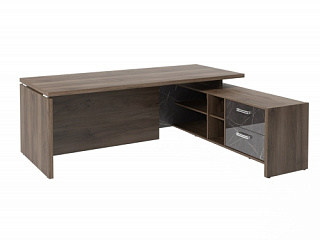 Festus FI/FB-121R.GG Стол руководителя 2100*1800*750 Орех Пацифик Табак/Камень Пьетра Гриджиа черный