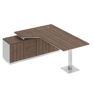 City СИ 113 ДГ БП ДГ Стол руководителя эргономичный на опорной тумбе левый (180x180x75) 20*