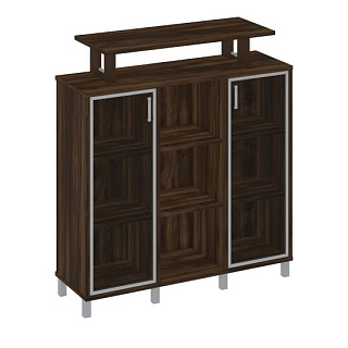 Борн В 801-522 Стеллаж средний с надстройкой и стеклянными дверками (142.6x45x153) Дуб ристретто