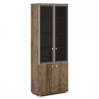 Vasanta V-614 Шкаф со стеклом в алюминиевом профиле 820*440*2195 Дуб Самдал