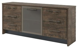 Торстон Т-13-06 л/пр Тумба с дверью и 6 ящиками 2200*520*970 Дуб Бунратти/Антрацит 