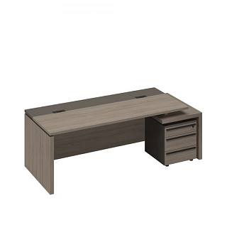 U.rus РС 124 ДЧ/ЛС Стол руководителя с кабель-каналами с тумбой 3-ящичной с замком правый (222x90x76