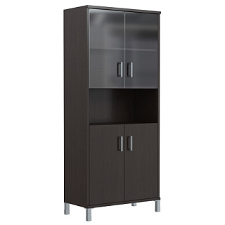 Born B 430.10 Шкаф высокий с малыми стеклянными и глухими дверьми 900х450х2054 Венге Магия