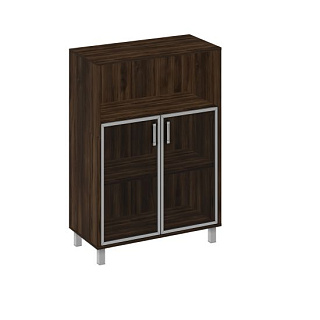 Борн В 420-823 Шкаф для документов, двери стеклянные в алюминиевой раме + ниша (90x45x131) Дуб ристр