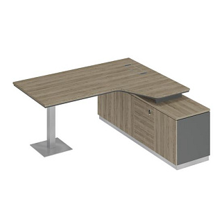 City СИ 114 ДС АР ДС Стол руководителя эргономичный на опорной тумбе правый (180x180x75) 20*