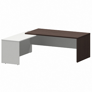 Кортез КZР-20 L/R Стол руководителя с приставкой лев/пр 2000х2000х750 Дуб венге/Белый