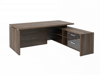 Festus FI/FB-119R.GG Стол руководителя 1900*1800*750 Орех Пацифик Табак/Камень Пьетра Гриджиа черный