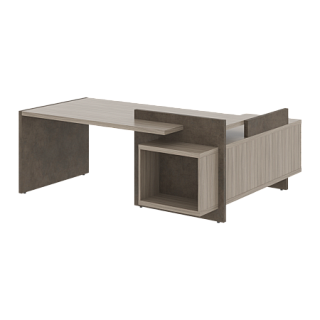 Wood&Stone СФ-531211-СФ-531212 Стол руководителя 2000х1798х840 Дрифтвуд/Бетон Чикаго темный