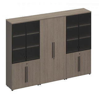 U.rus РС 334 ДЧ/ЛС Шкаф комбинированный (стекло-одежда-стекло) (271x46x198) Дуб виченца/лава серая