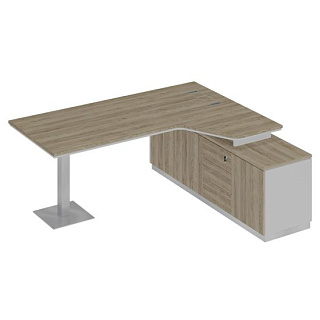 City СИ 116 ДС БП ДС Стол руководителя эргономичный на опорной тумбе правый (200x180x75) 20*