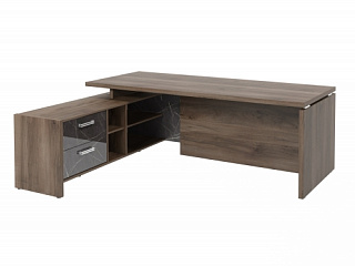 Festus FI/FB-121L.GG Стол руководителя 2100*1800*750 Орех Пацифик Табак/Камень Пьетра Гриджиа черный