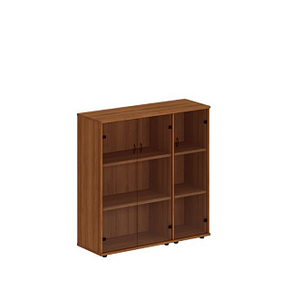 Престиж Исп.19 Шкаф комбинированный средний (стекло + стекло узкий) (133x46x136) Темный орех