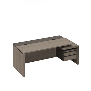 U.rus РС 114 ДЧ/ЛС Стол руководителя с кабель-каналами с тумбой подвесной 2-ящичной с замком правый 