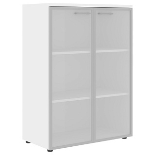 Xten XMC 85.7 Шкаф со стеклянными дверьми в алюминевой рамке с топом 856х432х1190 Белый