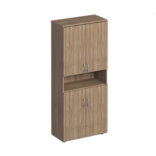 Комфорт 374 Шкаф для документов закрытый 4-дверный с нишей 80x38x200 Дуб шамони темный