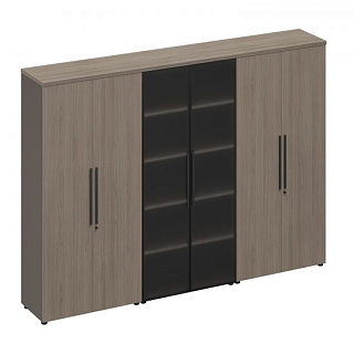 U.rus РС 325 ДЧ/ЛС Шкаф комбинированный (закрытый-стекло-одежда) (271x46x198) Дуб виченца/лава серая