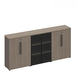 U.rus РС 309 ДЧ/ЛС Шкаф комбинированный средний (закрытый-стекло-закрытый) (271x46x121) Дуб виченца/