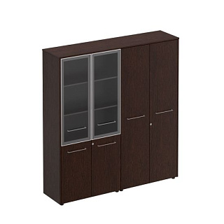 Reventon МЕ 358 Шкаф комбинированный высокий (стекло + одежда) (184x46x196) 25* Венге тёмный