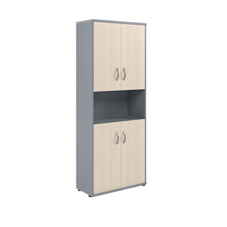 Imago СТ-1.5 Шкаф с двумя комплектами глухих малых дверей 770*365*1975 Клен/Металлик